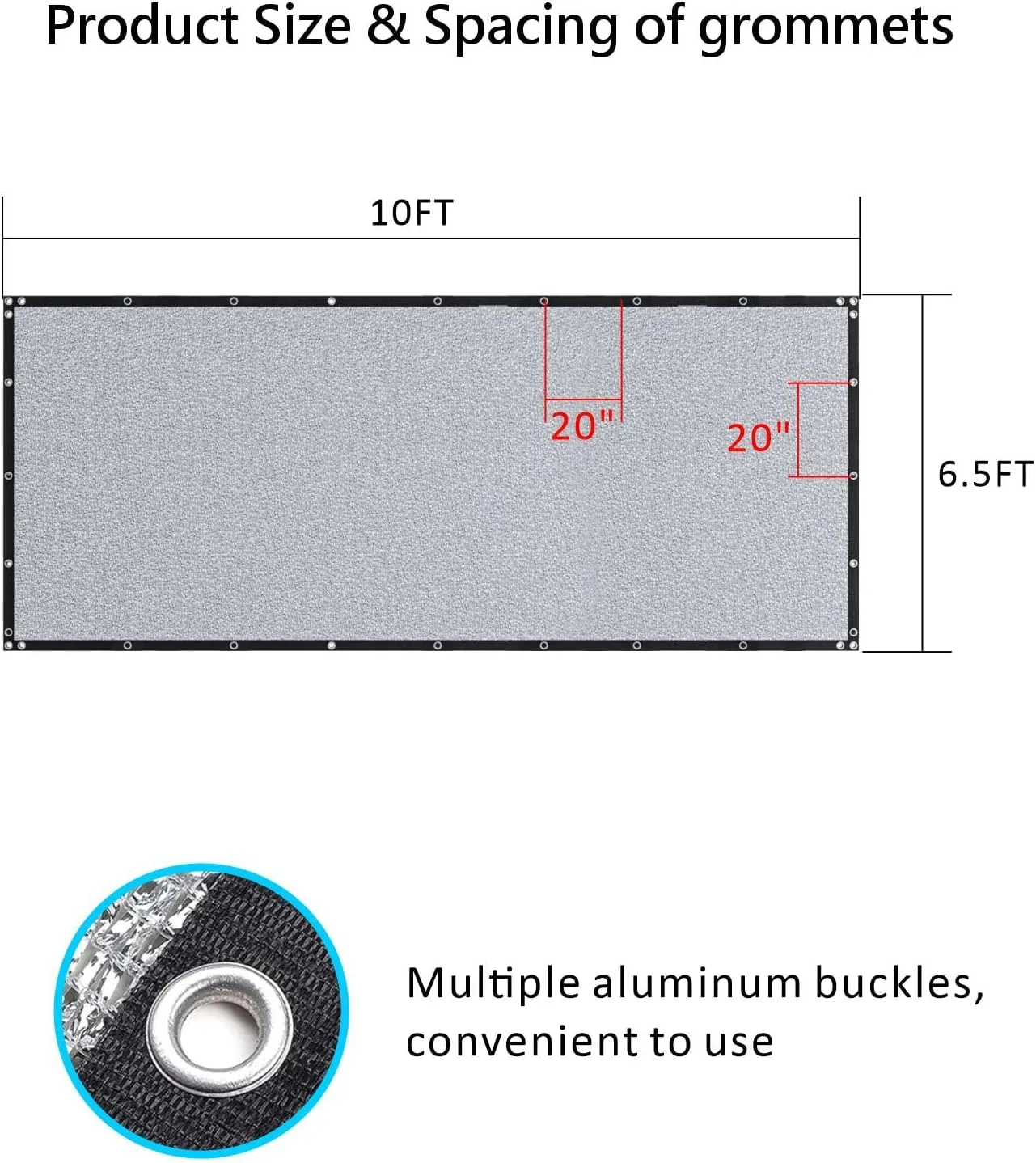 6.5ft x 10ft Aluminet Shade Cloth 90% Reflective Aluminium Shade Netting Sun Shade Cover with Grommets for Cars, Dogs, Outdoor, RV, Garden Patio