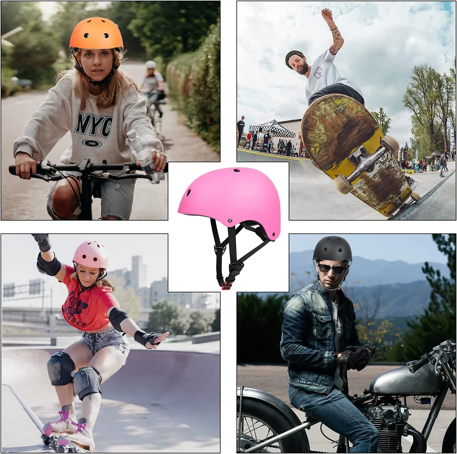 67i Bike Helmet Skateboard Helmet for Adult Cycling Bicycle Scooter Helmets for Men Women Adjustable Roller Skate Helmet for Multi-Sport Bicycle Scooter Inline Rollerblading Cycling Skateboarding