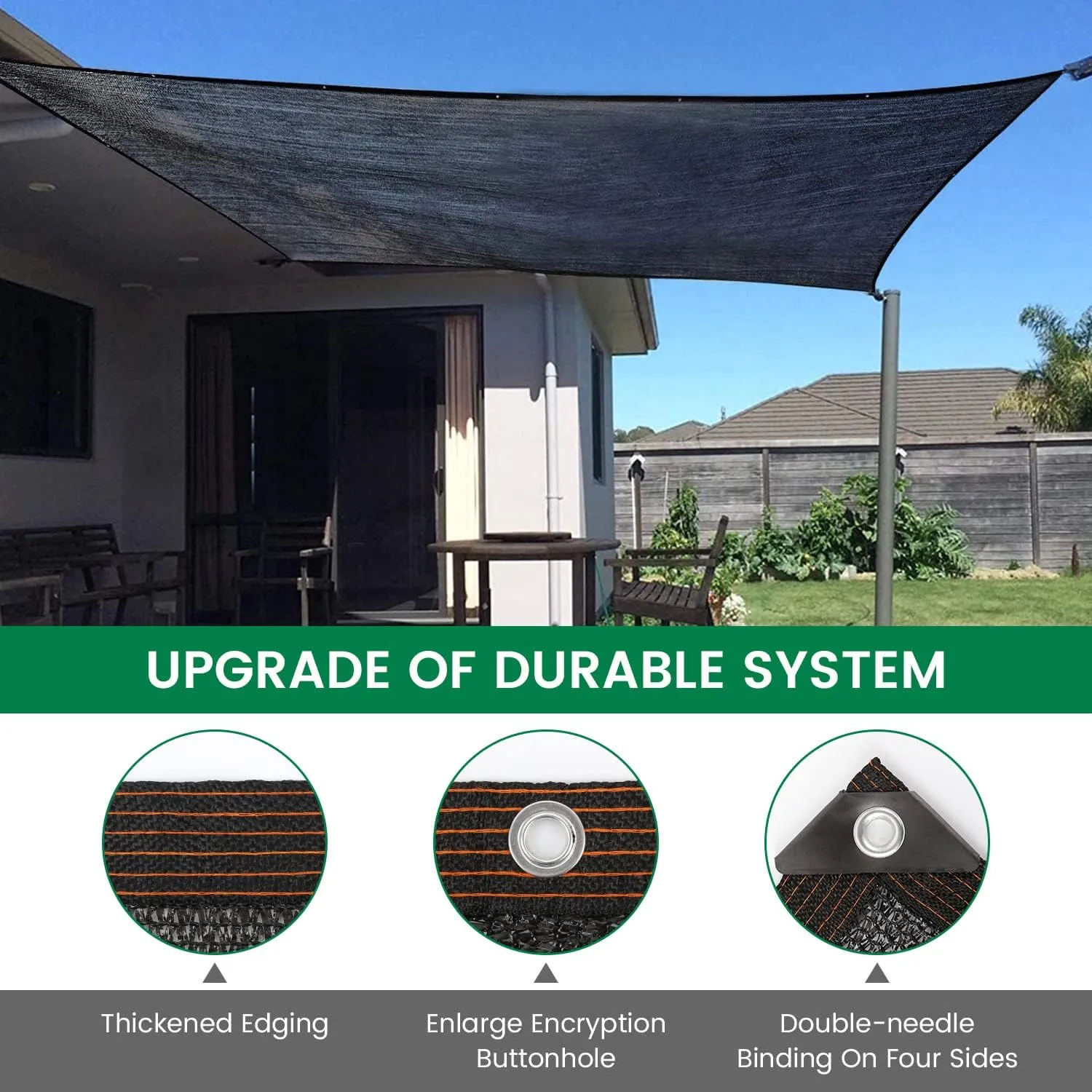 70% 10 X 20 FT Black Shade Cloth, Outdoor Sunblock Shade Cloth with Grommets, Durable Sun Shade Netting Shading Antifreezing for Patio, Garden, Plants Cover, Greenhouse, Barns, Dog Kennel
