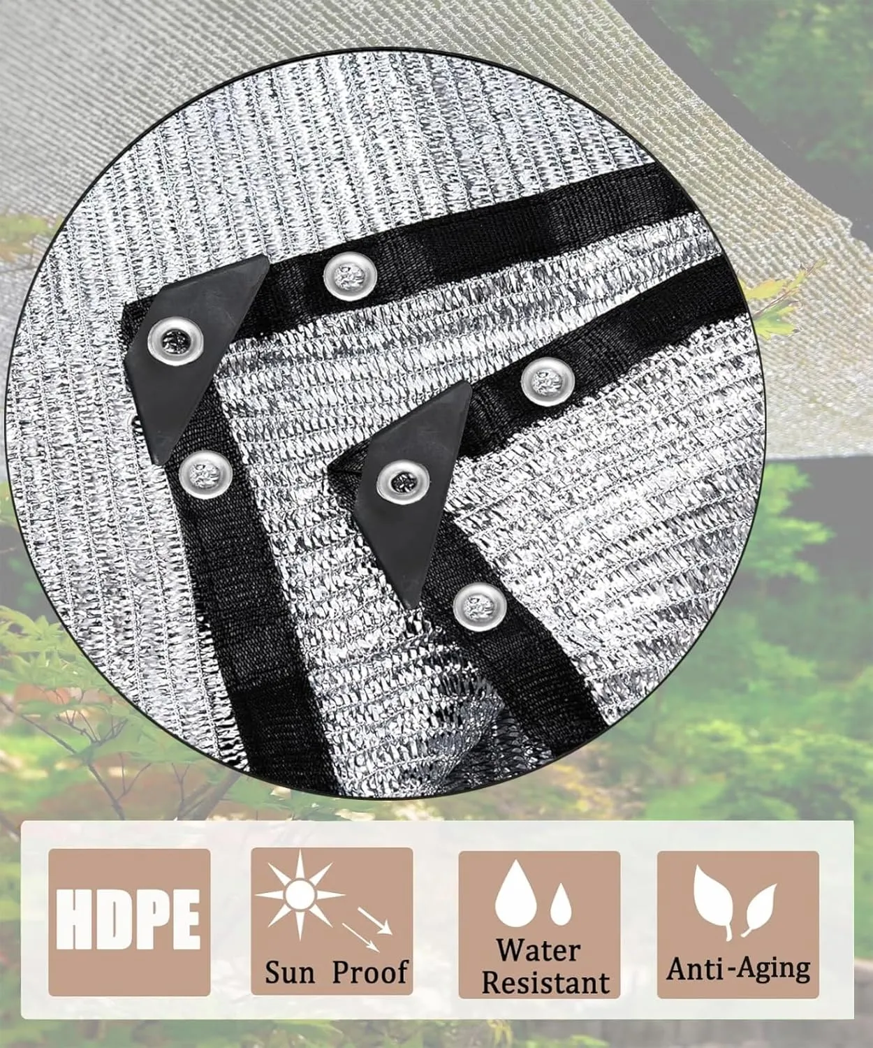 70% Aluminum Shade Cloth 13 FT x 16 FT，Silver Tarps Fabric Privacy Screen Pet Shade Car Cover Patio Garden Pergola Cover Canopy with Grommets and Ball Bungee, Aluminum Foil Shade Net