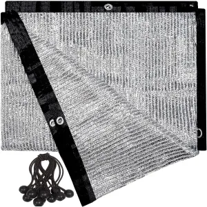 70% Aluminum Shade Cloth 6.5 FT x 8 FT，Silver Tarps Fabric Privacy Screen Pet Shade Car Cover Patio Garden Pergola Cover Canopy with Grommets and Ball Bungee, Aluminum Foil Shade Net