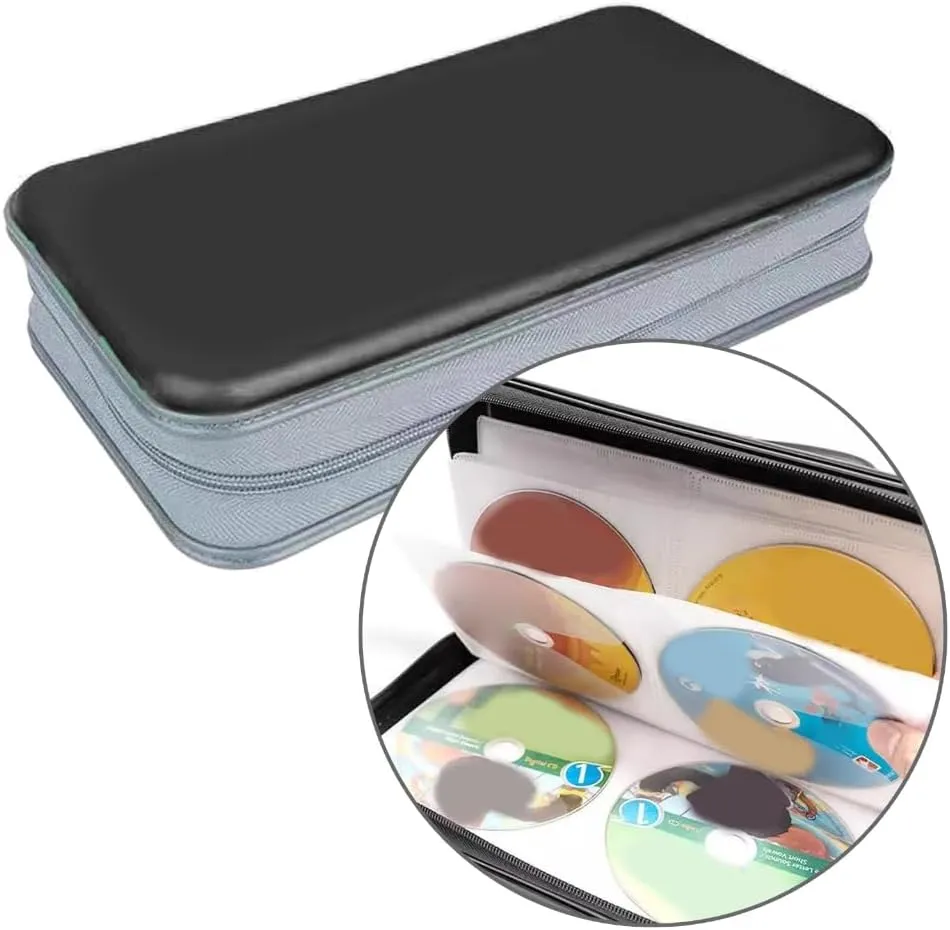 80-Slot Storage Handbag Disc Box Dusproof Protections Sleeve Case Storage Solution for Travel Use, White, Bag Organiser