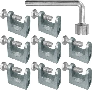 8Pcs Beam Clamp, 1" Jaw Opening Adjustable C Beam Clamps, Zinc Plated Iron Joist Jaw Clamp Tool, 1/2" Diameter Threaded Rod