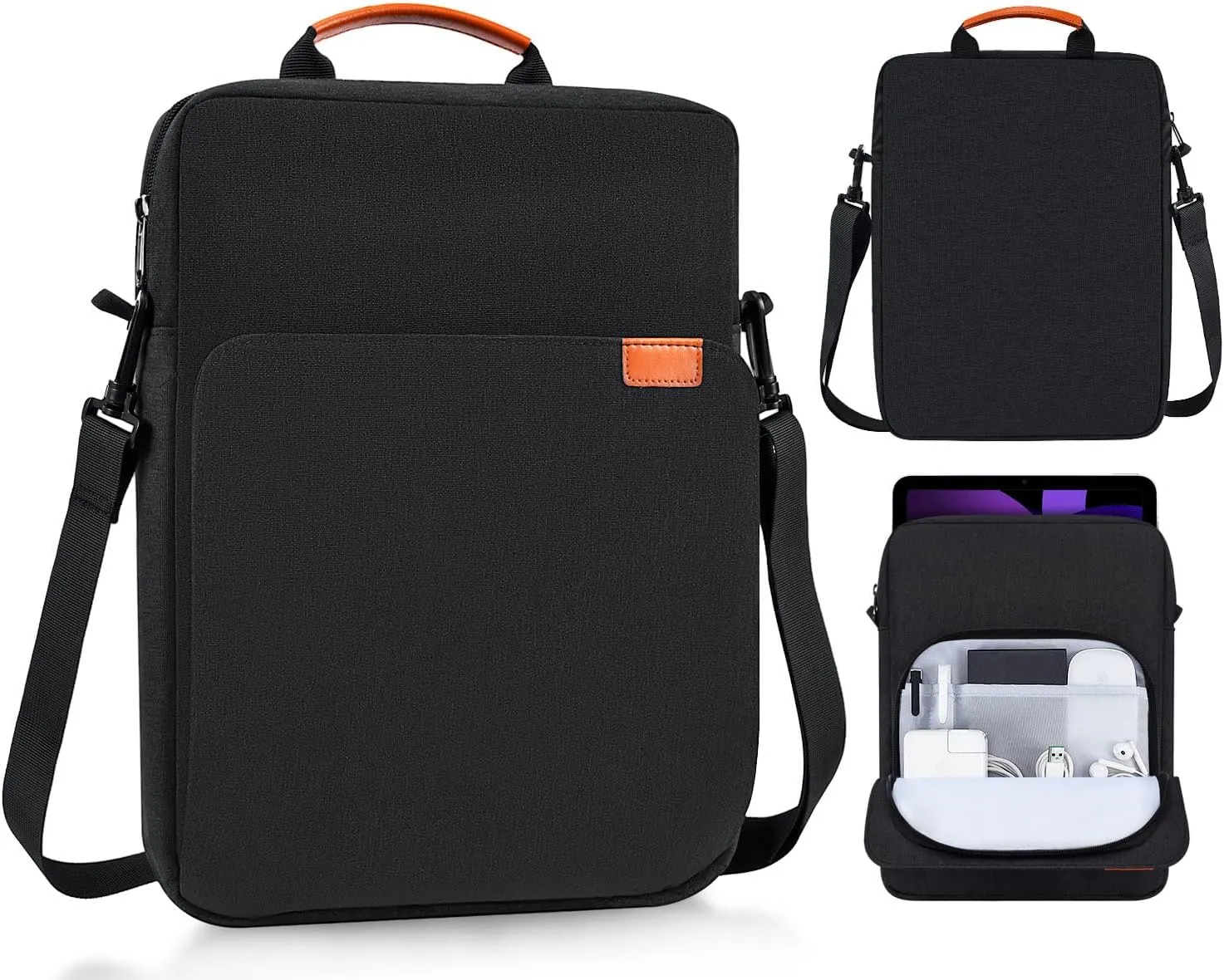 9-11 Inch Tablet Shoulder Bag Carrying Case for 11" iPad Pro M4/ iPad Air M3 M2 2025 2024, iPad A16 11" 2025, iPad 10th 10.9, iPad 9/8/7 10.2, iPad Air 5/4th 10.9, Vertical Laptop Sleeve Handbag,Black