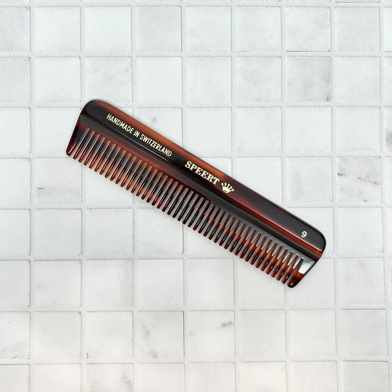 #9 Handmade Wide Tooth Comb Tortoise Havana Acetate Thick Coarse Curly Detangling Parting Grooming Teasing Hair Styling Hairdresser Barber Hairdressing Wet Dry Pocket Travel Women Men Kids