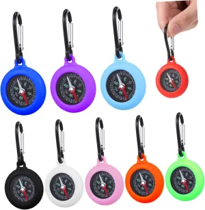 9pcs Carabiner Compass: Pocket Compass for Hiking and Backpacking - Portable Navigation Tool for Camping Outdoor Sports and Survival