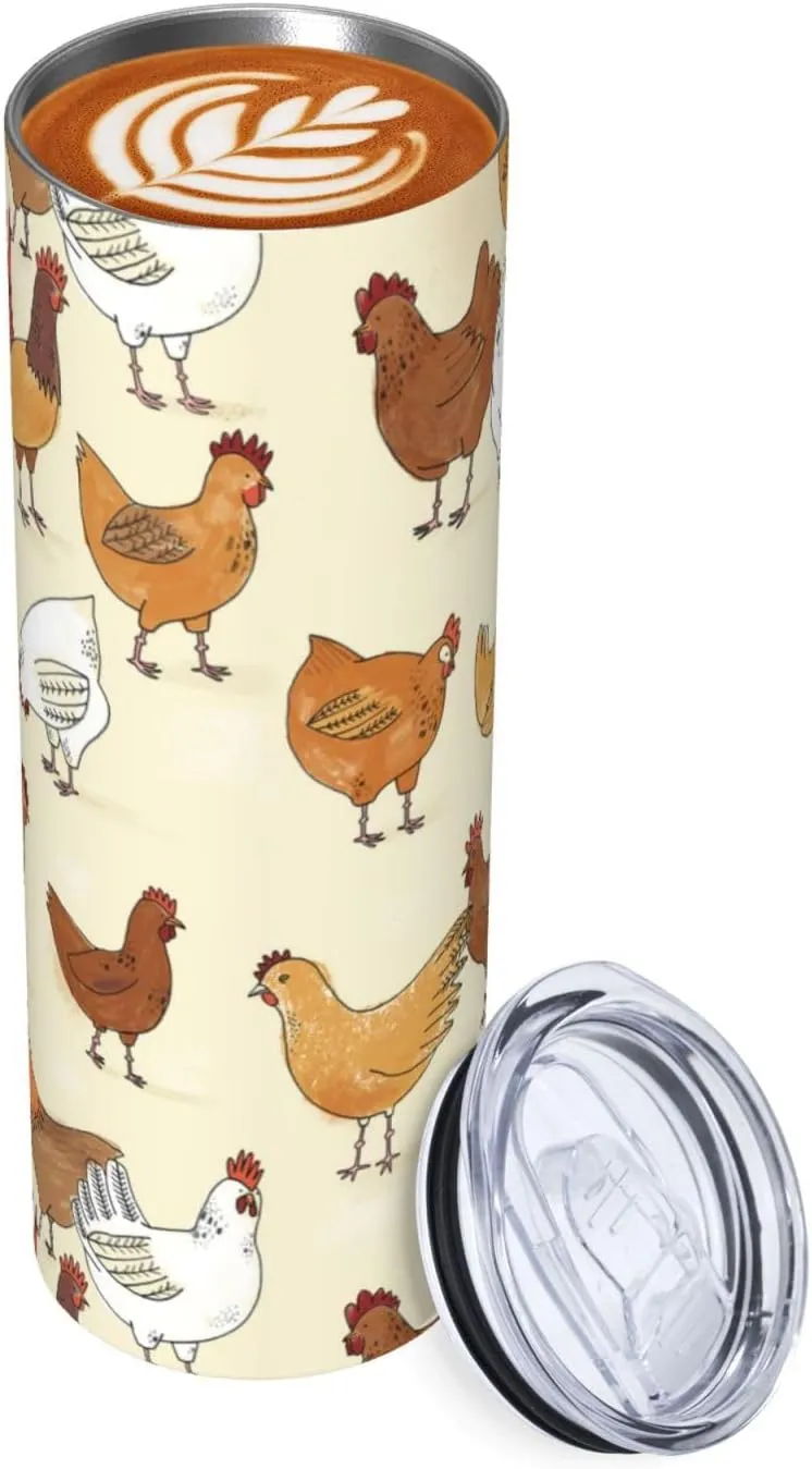 A Brood Of Chickens 20 oz Tumbler Stainless Steel Vacuum Insulation Travel Mug Proof Lid Water Coffee Cup Straw and Brush Included for Home Office School - Works Great for Ice Drink Hot Beverage