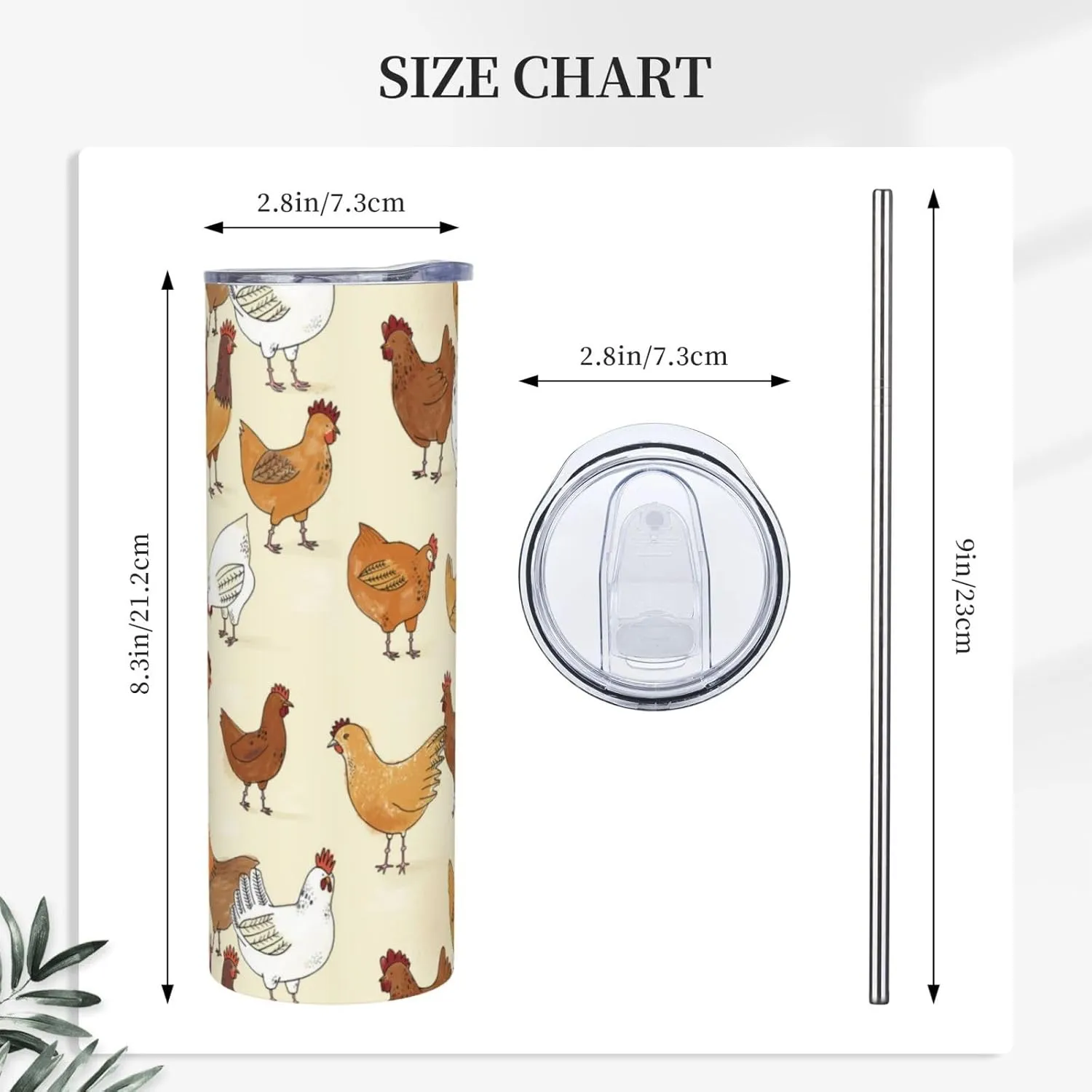 A Brood Of Chickens 20 oz Tumbler Stainless Steel Vacuum Insulation Travel Mug Proof Lid Water Coffee Cup Straw and Brush Included for Home Office School - Works Great for Ice Drink Hot Beverage