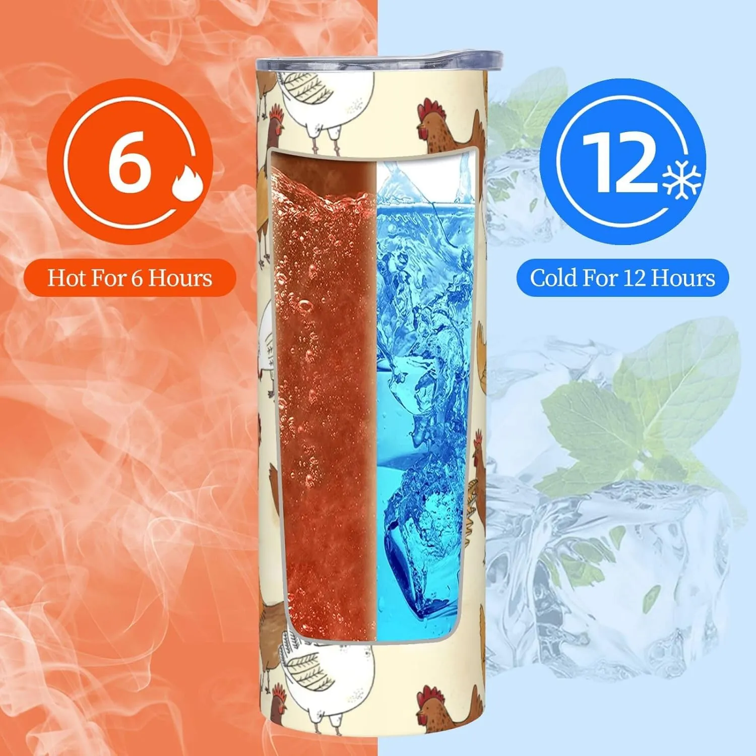A Brood Of Chickens 20 oz Tumbler Stainless Steel Vacuum Insulation Travel Mug Proof Lid Water Coffee Cup Straw and Brush Included for Home Office School - Works Great for Ice Drink Hot Beverage