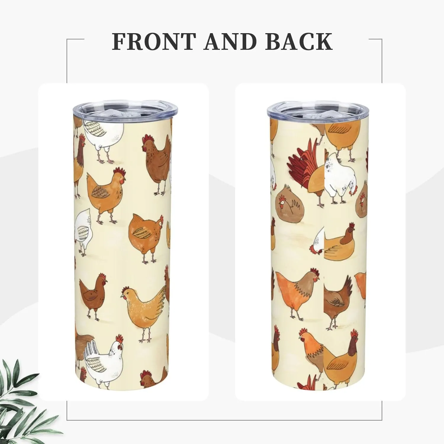 A Brood Of Chickens 20 oz Tumbler Stainless Steel Vacuum Insulation Travel Mug Proof Lid Water Coffee Cup Straw and Brush Included for Home Office School - Works Great for Ice Drink Hot Beverage