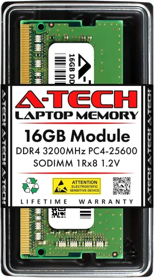 A-Tech 16GB RAM Replacement for Hynix HMAA2GS6CJR8N-XN | DDR4 3200MHz PC4-25600 SODIMM 1Rx8 1.2V 260-Pin Non-ECC Laptop Memory Module (HMAA2GS6CJR8N-XN-ATC)