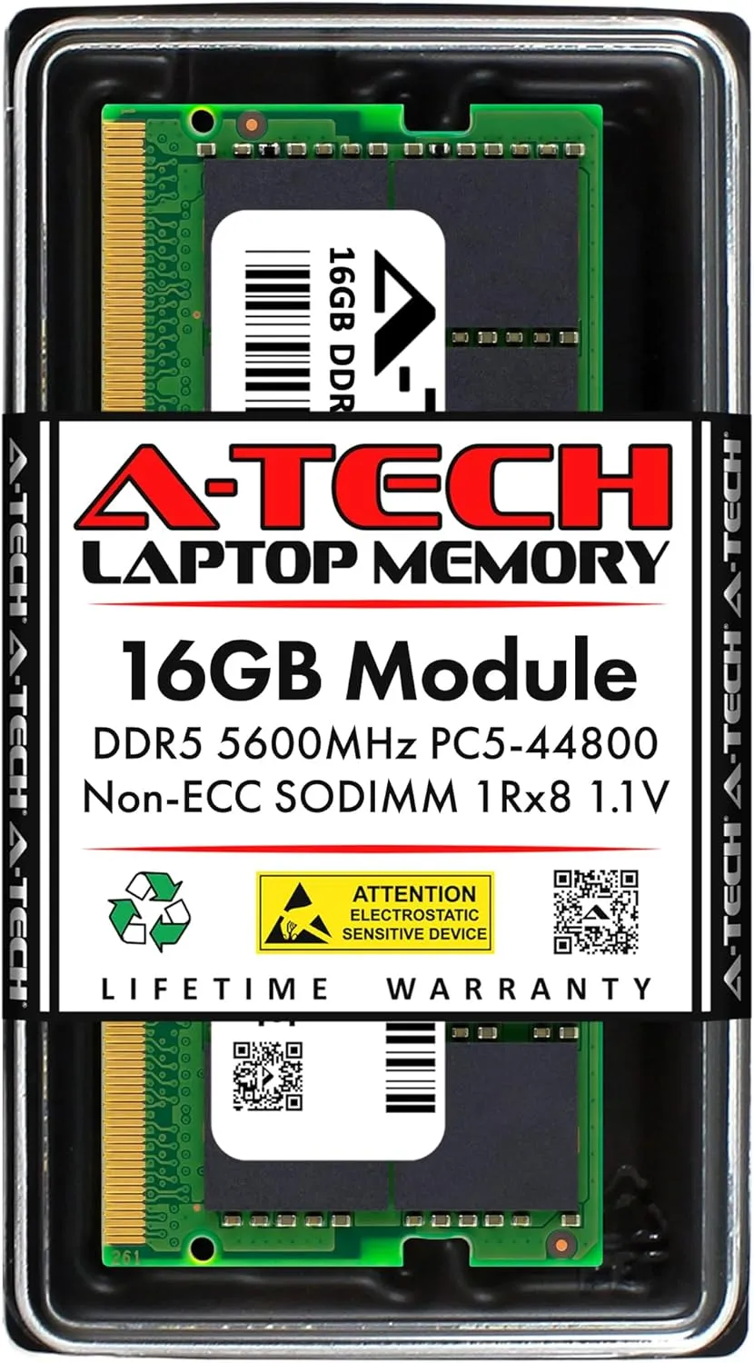 A-Tech 16GB RAM Replacement for Hynix HMCG78AGBSA092N | DDR5 5600MHz PC5-44800 SODIMM 1Rx8 1.1V 262-Pin Non-ECC Laptop Memory Module (HMCG78AGBSA092N-ATC)