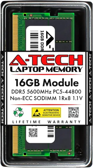 A-Tech 16GB RAM Replacement for Hynix HMCG78AGBSA092N | DDR5 5600MHz PC5-44800 SODIMM 1Rx8 1.1V 262-Pin Non-ECC Laptop Memory Module (HMCG78AGBSA092N-ATC)