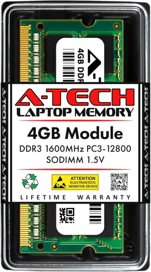 A-Tech 4GB RAM for ASRock Mini PC M8 D45, VisionX 471D | DDR3 1600MHz PC3-12800 SODIMM 1.5V Non-ECC Memory Upgrade