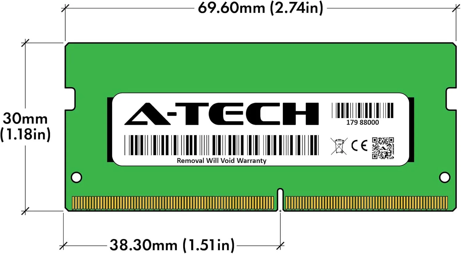 A-Tech 8GB DDR4 2400 MHz SODIMM PC4-19200 (PC4-2400T) CL17 Non-ECC Laptop RAM Memory Module