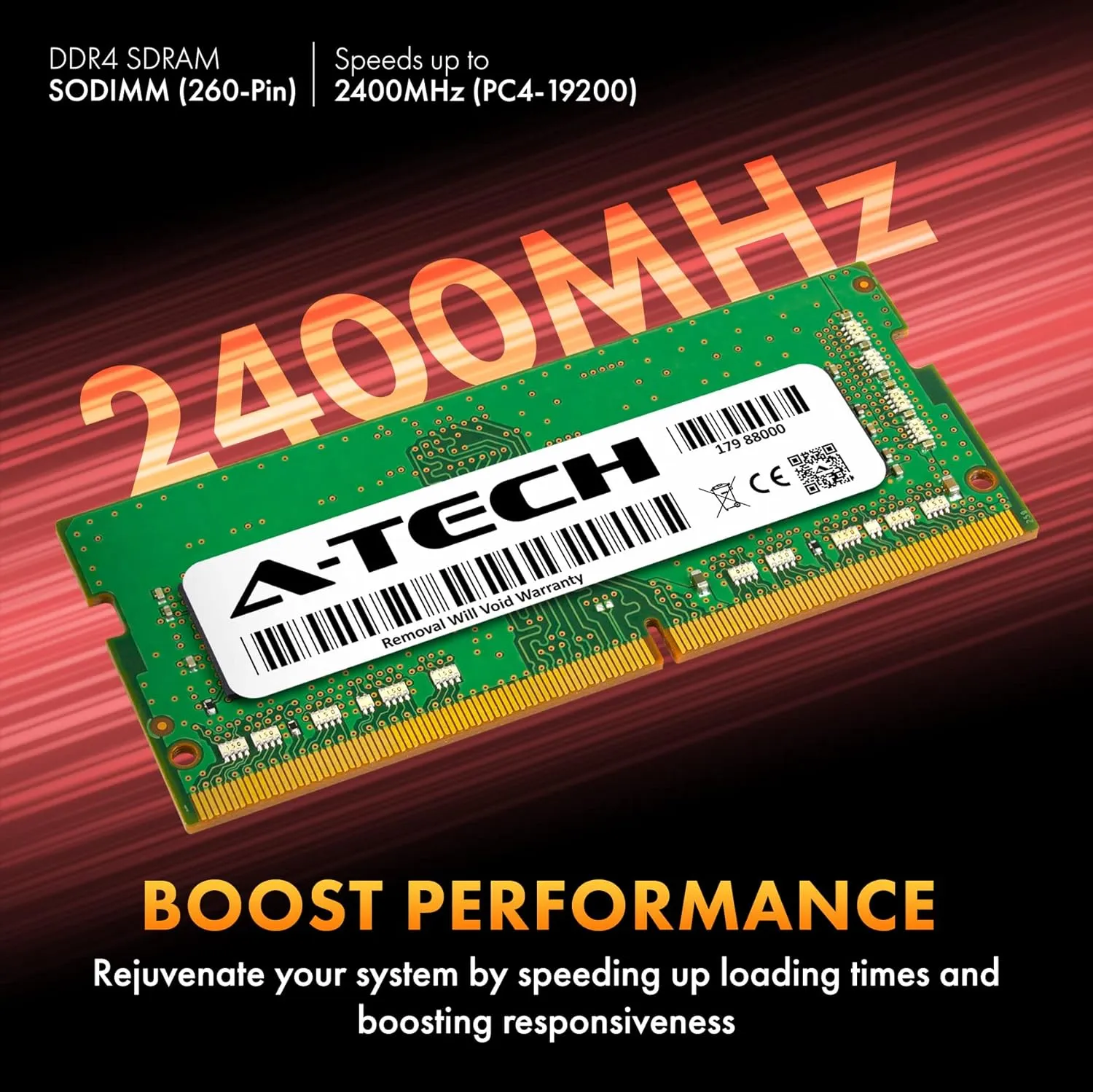 A-Tech 8GB DDR4 2400 MHz SODIMM PC4-19200 (PC4-2400T) CL17 Non-ECC Laptop RAM Memory Module
