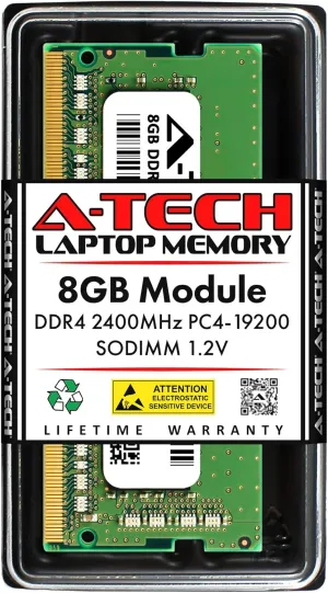 A-Tech 8GB DDR4 2400 MHz SODIMM PC4-19200 (PC4-2400T) CL17 Non-ECC Laptop RAM Memory Module