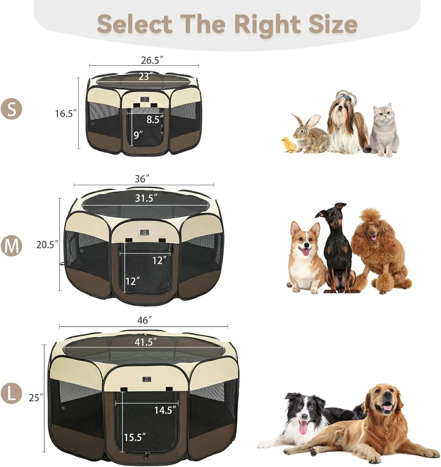 A4Pet Portable Pet Playpen for Small Dogs, 27" Small Dog Playpen for Puppy/Cats/Rabbit/Chick, Cat Playpen Indoor with Easy Cleaning Bottom & Removable Zipper