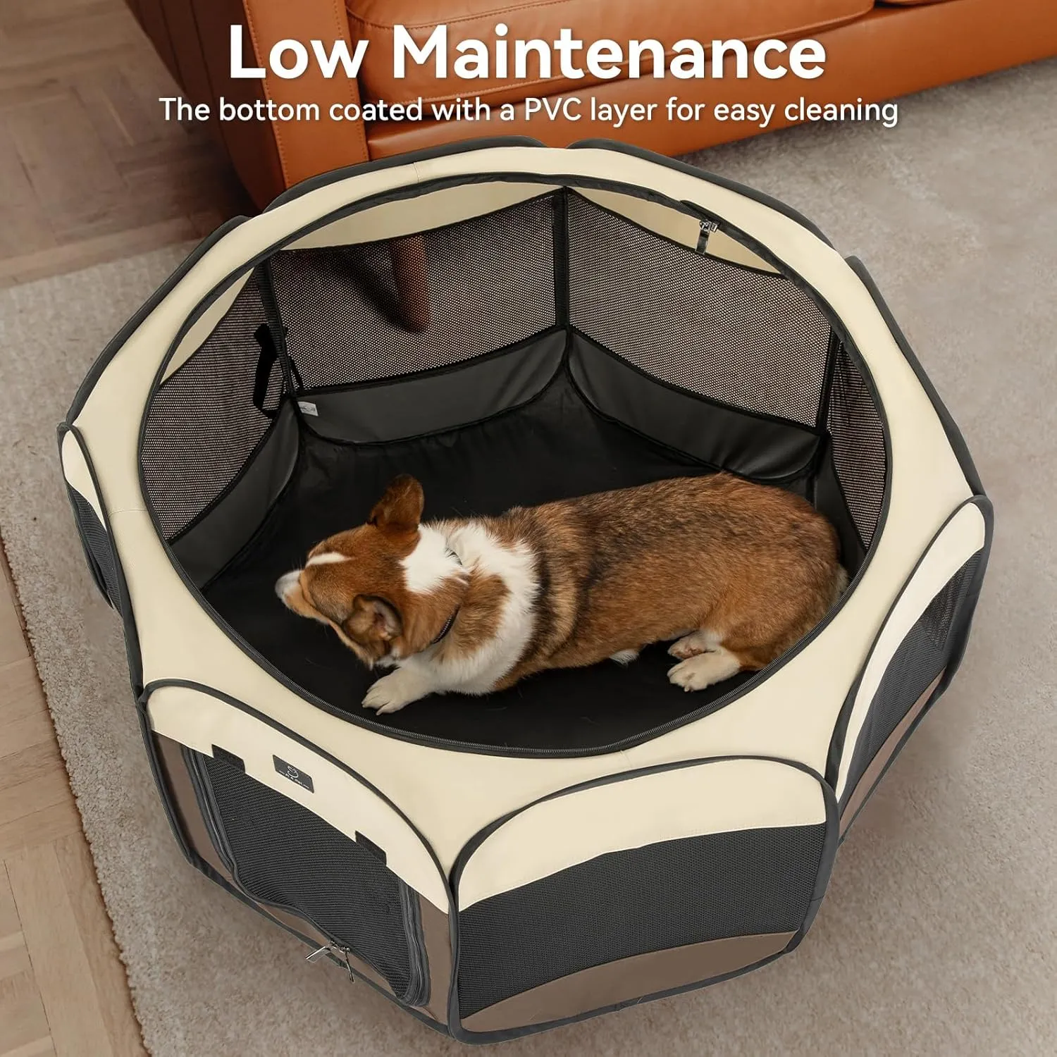 A4Pet Portable Pet Playpen for Small Dogs, 27" Small Dog Playpen for Puppy/Cats/Rabbit/Chick, Cat Playpen Indoor with Easy Cleaning Bottom & Removable Zipper