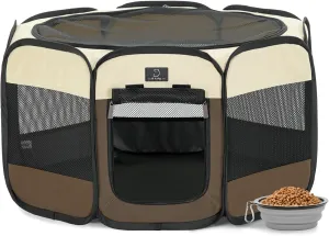 A4Pet Portable Pet Playpen for Small Dogs, 27" Small Dog Playpen for Puppy/Cats/Rabbit/Chick, Cat Playpen Indoor with Easy Cleaning Bottom & Removable Zipper