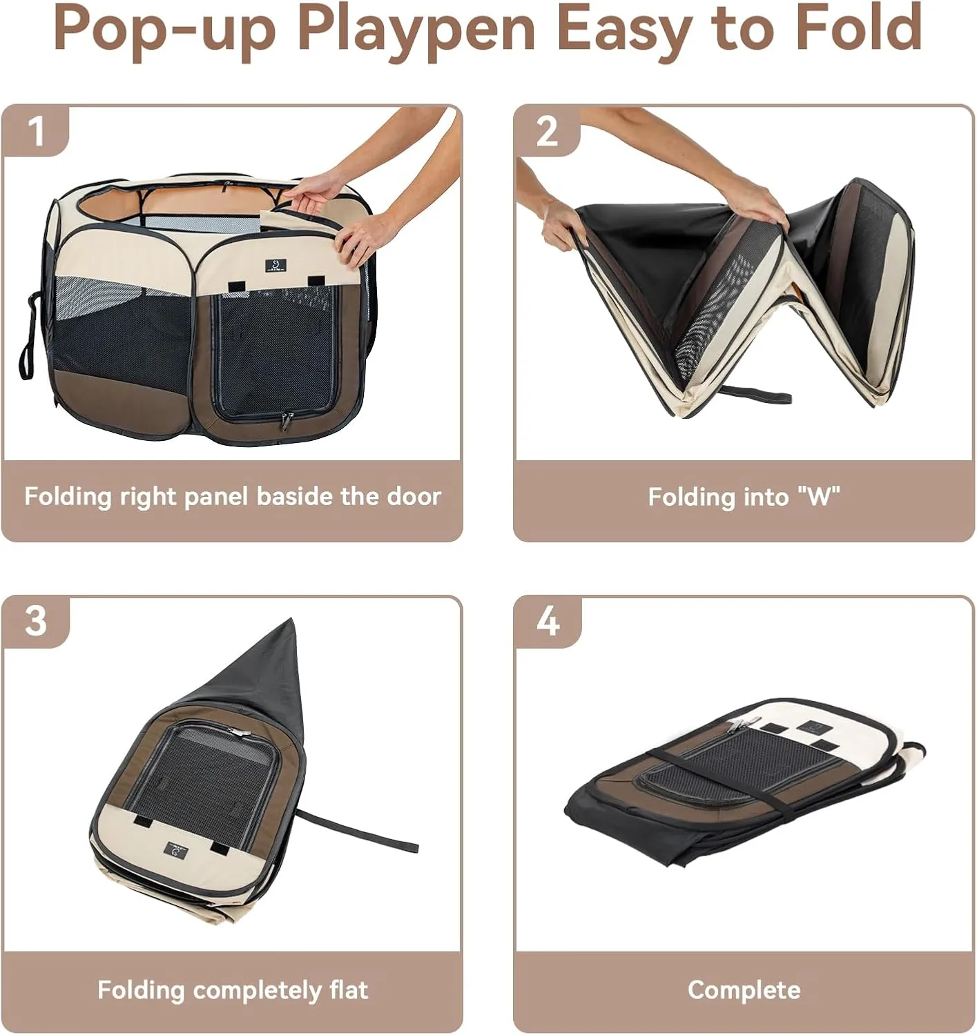A4Pet Portable Pet Playpen for Small Dogs, 27" Small Dog Playpen for Puppy/Cats/Rabbit/Chick, Cat Playpen Indoor with Easy Cleaning Bottom & Removable Zipper