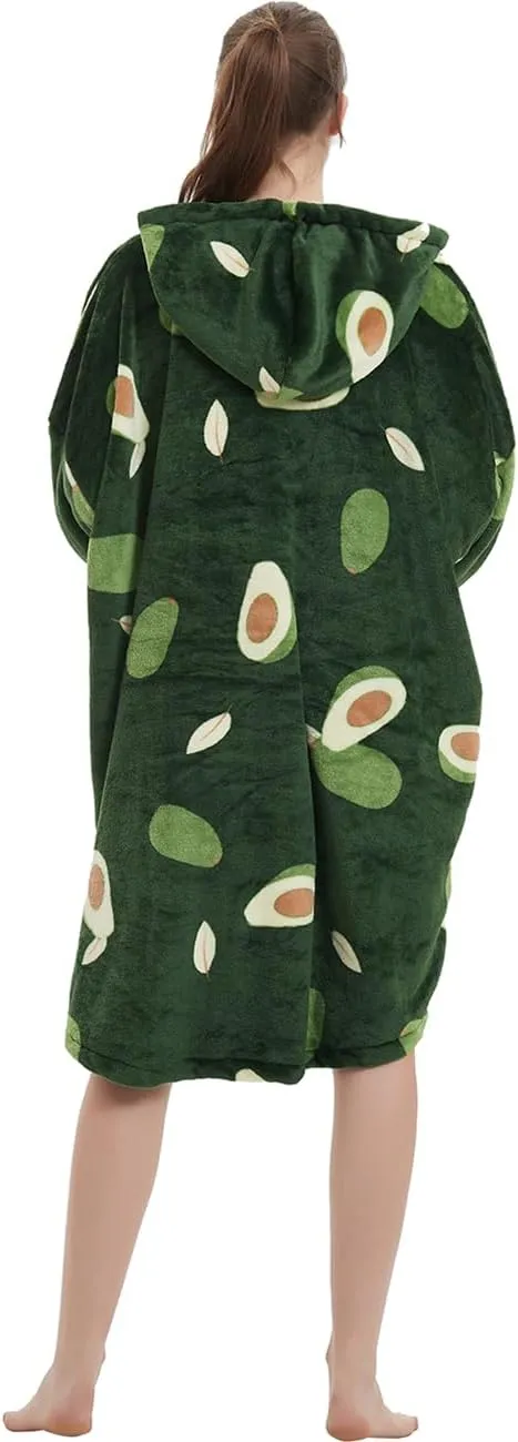 ABENCA Wearable Blanket Hoodie Adult Oversized Sweatshirt Light Flannel Sherpa, Warm and Cozy, One Size Fits All.Avocado