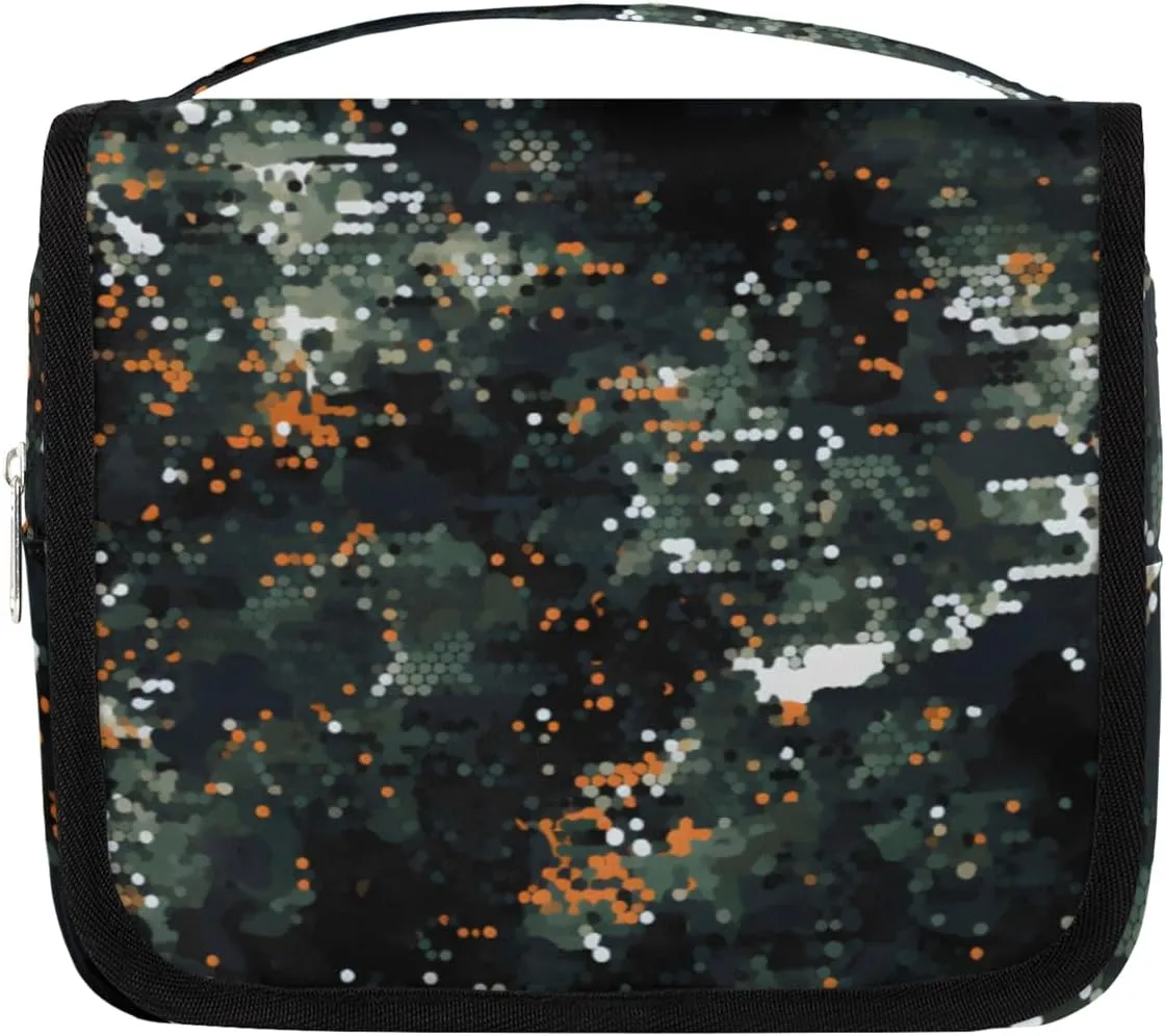 Abstract Fashion Texture Hanging Travel Toiletry Bag Kit Makeup Case Cosmetics Organizer Camo Toiletry Bag for Women Make up Accessories Shampoo Body Cream Brushes Set