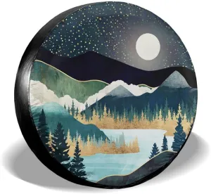 Abstract Mountains Deer Lake Landscape Spare Tire Cover Wheel Protectors Weatherproof Wheel Covers Universal Fit for Trailer Rv SUV Truck Camper Travel Trailers Accessories 14" 15" 16" 17"