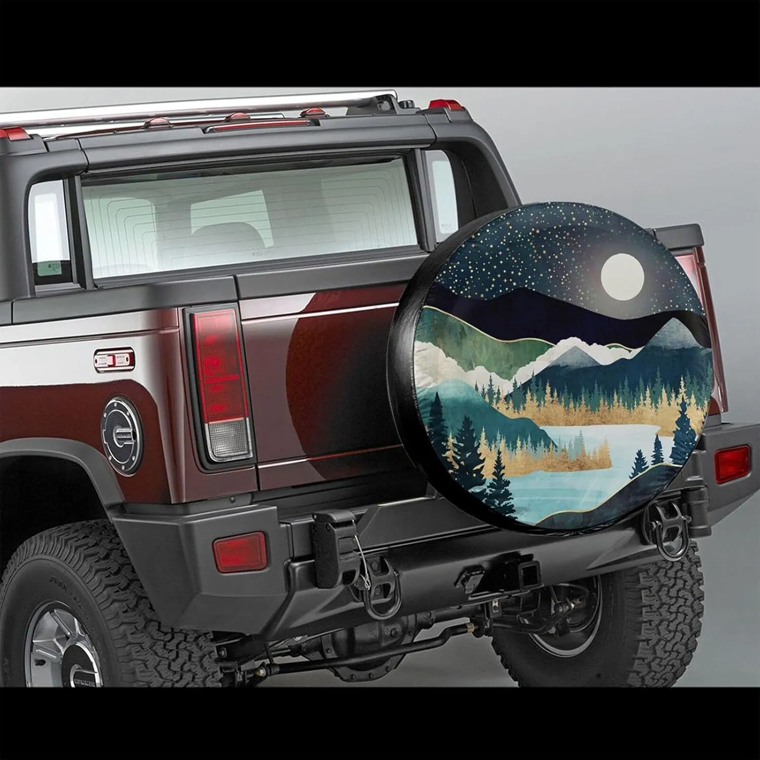 Abstract Mountains Deer Lake Landscape Spare Tire Cover Wheel Protectors Weatherproof Wheel Covers Universal Fit for Trailer Rv SUV Truck Camper Travel Trailers Accessories 14" 15" 16" 17"