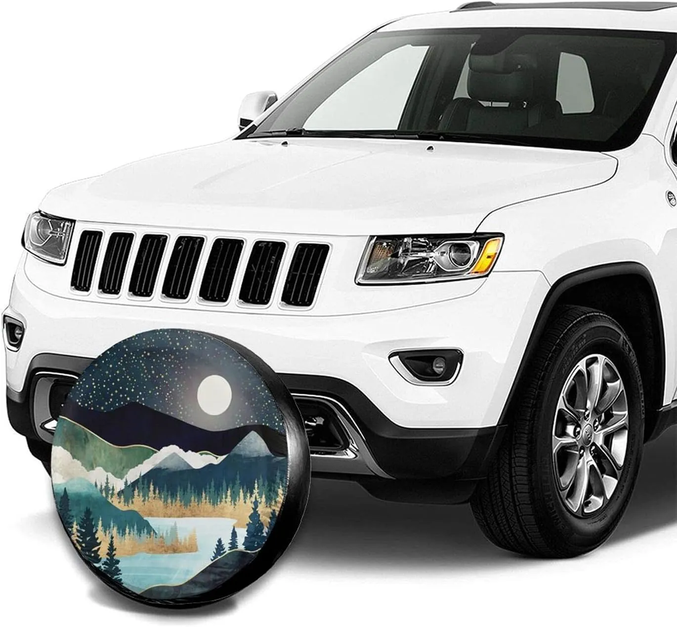 Abstract Mountains Deer Lake Landscape Spare Tire Cover Wheel Protectors Weatherproof Wheel Covers Universal Fit for Trailer Rv SUV Truck Camper Travel Trailers Accessories 14" 15" 16" 17"