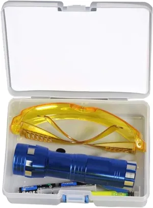 AC Leak Detector Kit Automotive, Auto Air Conditioner Flashlight Leak Detector Tool , Fluorescent Protective Glasses Air Conditioning Accurate Leak Detector Kit, UV Oil Dye Leak Detection Kit (L)