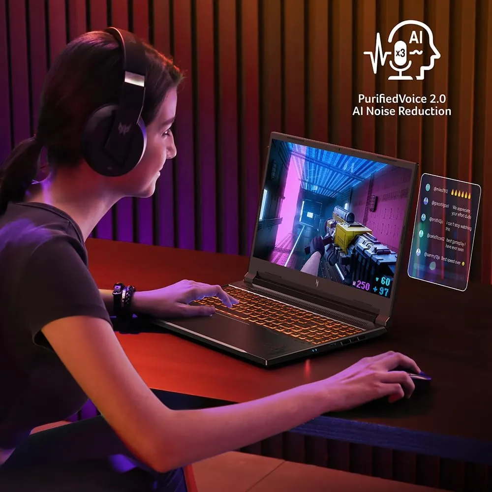 Acer Nitro V Gaming Laptop | AMD Ryzen 7 8845HS Octa-Core AI Capable Processor | NVIDIA GeForce RTX 4060 GPU | 16" WUXGA IPS 165Hz Display | 16GB DDR5 | 1TB Gen 4 SSD | Wi-Fi 6E | ANV16-41-R5J0
