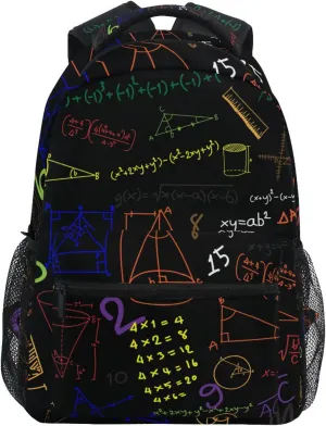 Acpiggto Backpack Daypack Shoulder Bag Black Math Mathematical Formula Education Number Luggage Bag for Gym Sports Casual Women Men