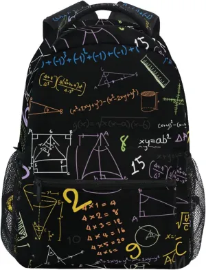 Acpiggto Backpack Daypack Shoulder Bag with Name Label Tag Hippie Math Formula Diagram Education Blackboard Luggage Bag for Gym Sports Casual Women Men
