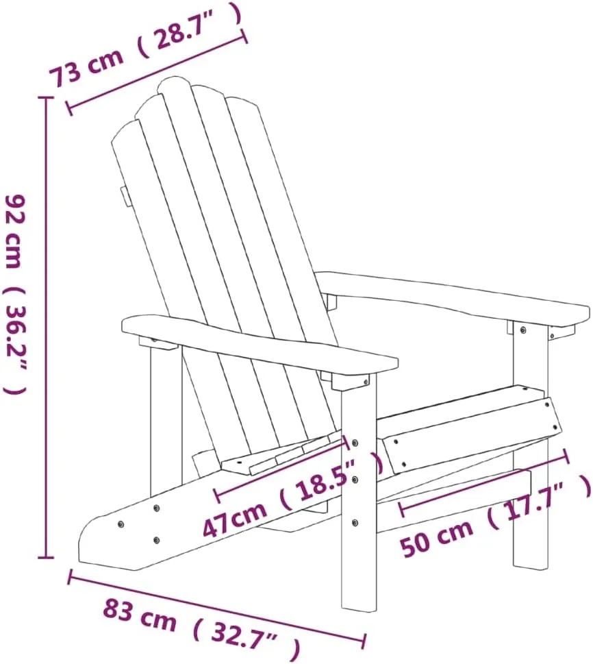 Adirondack Chair with Table HDPE Outdoor Furniture Set Anthracite Weather-Resistant Lounge Chairs for Patio Garden Poolside