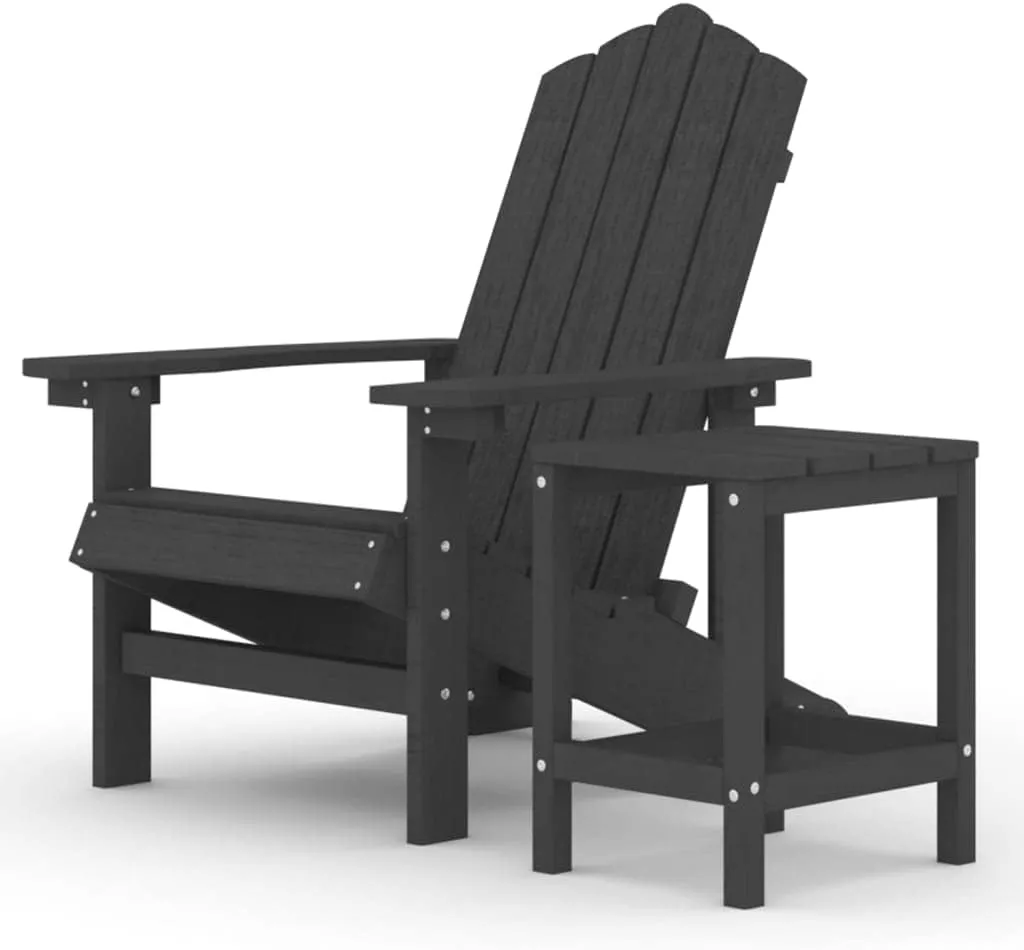 Adirondack Chair with Table HDPE Outdoor Furniture Set Anthracite Weather-Resistant Lounge Chairs for Patio Garden Poolside