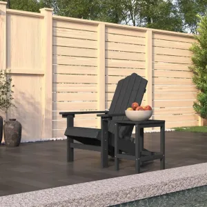 Adirondack Chair with Table HDPE Outdoor Furniture Set Anthracite Weather-Resistant Lounge Chairs for Patio Garden Poolside