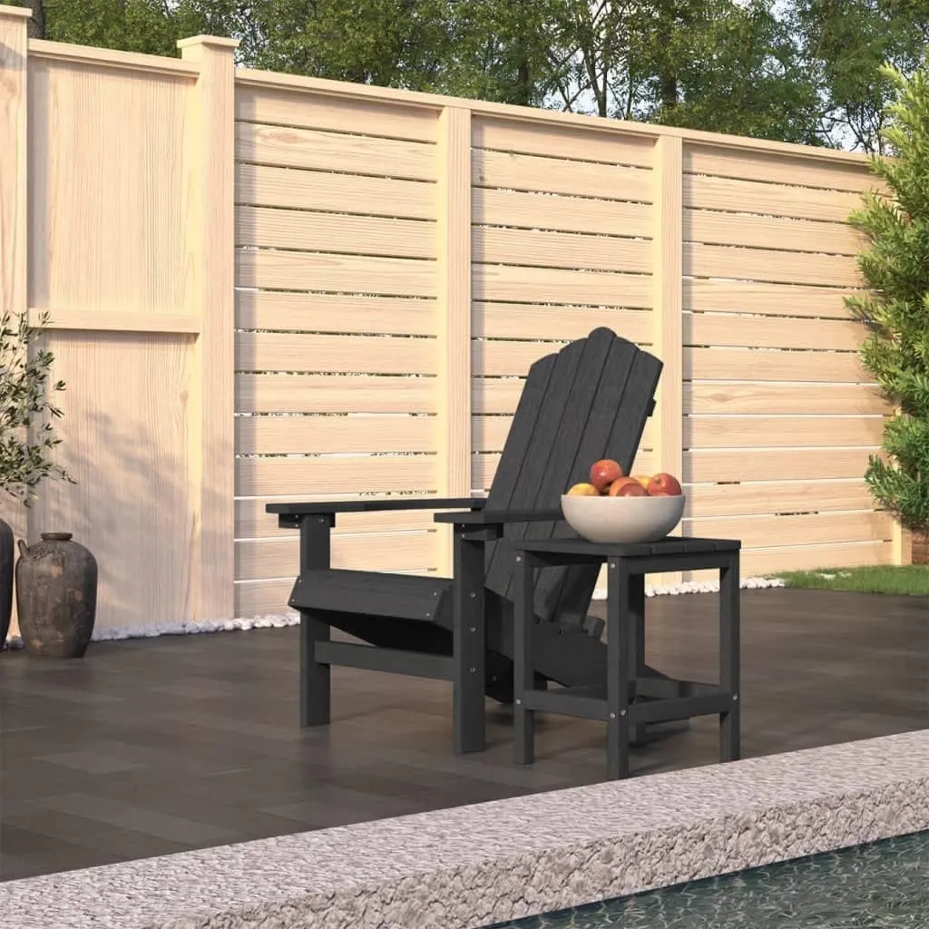 Adirondack Chair with Table HDPE Outdoor Furniture Set Anthracite Weather-Resistant Lounge Chairs for Patio Garden Poolside