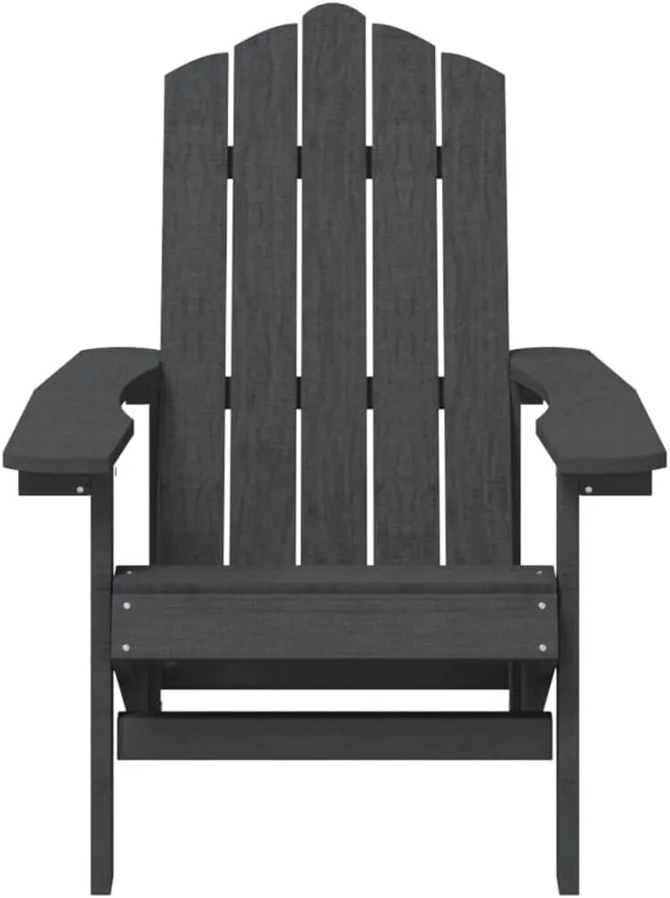 Adirondack Chair with Table HDPE Outdoor Furniture Set Anthracite Weather-Resistant Lounge Chairs for Patio Garden Poolside