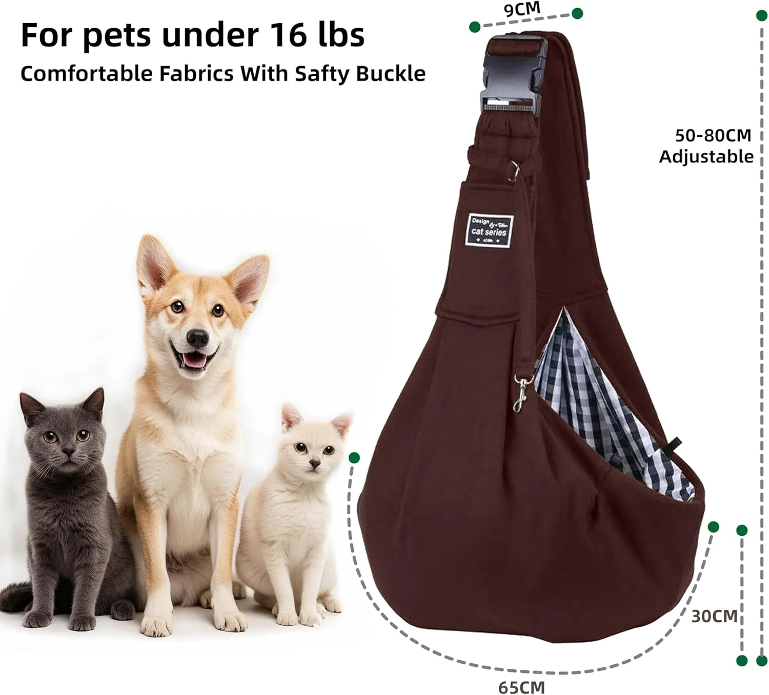 Adjustable Pet Carrier Backpack for Small Dogs & Cats Outdoor Breathable Travel Bag Up to 16 lbs(Khaki)