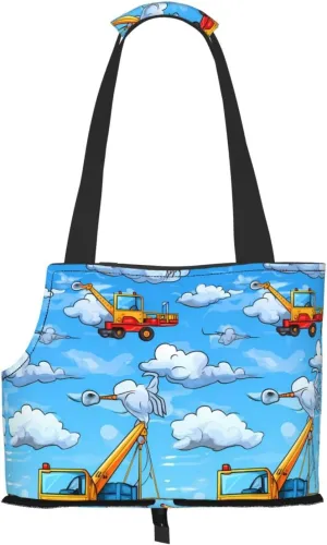 Aerial Cranes Printed Portable Foldable pet Shoulder Bag, Suitable for Carrying Small Pets
