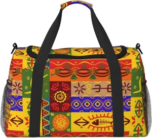 African National Patterns Print Weekender Bag Large Capacity Hand Travel Bag Carry On Tote Airplane Travel Tote