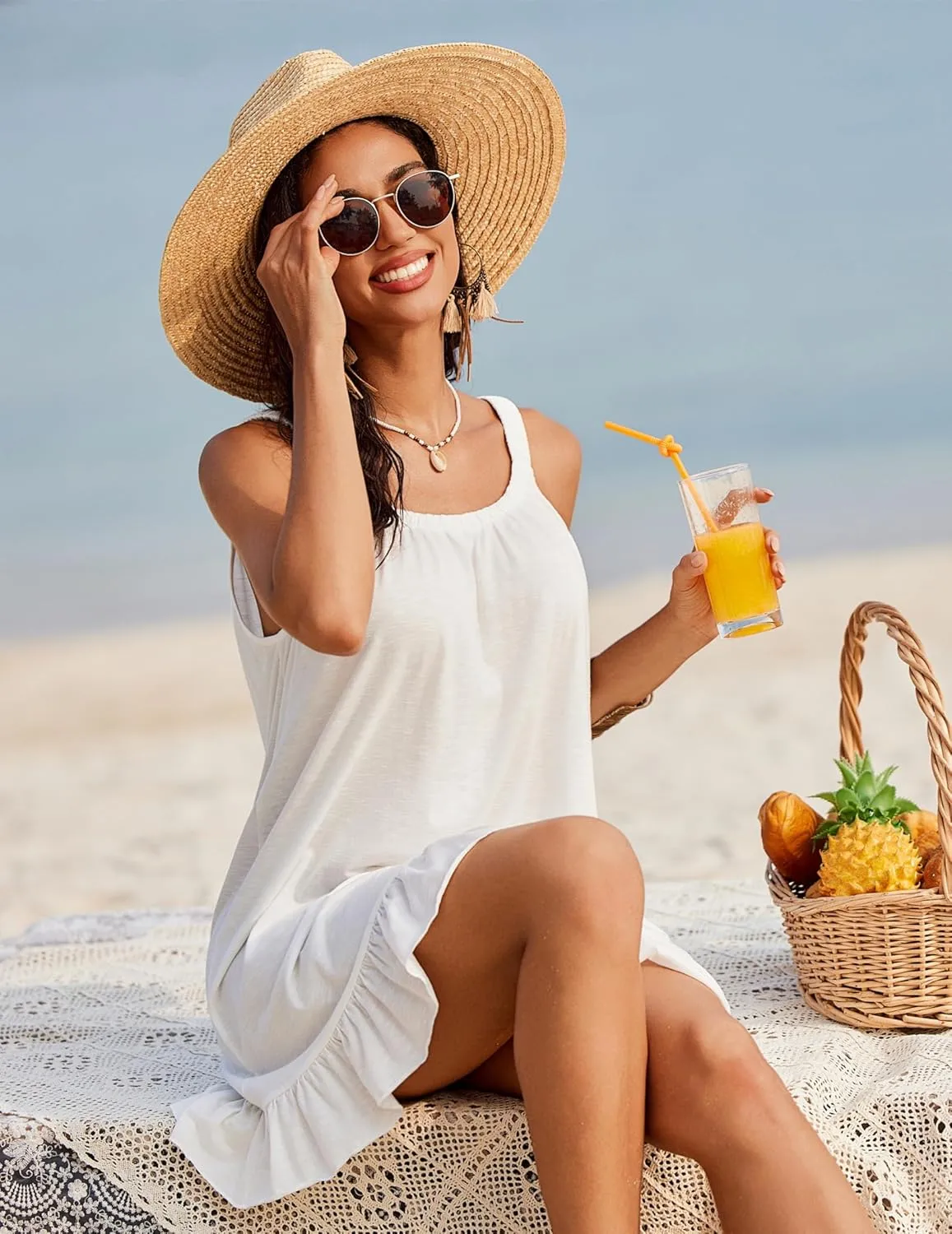 AI'MAGE Swimsuit Cover Ups for Women Tank Beach Dress Summer Sleeveless Bathing Suit Coverups S-XXL