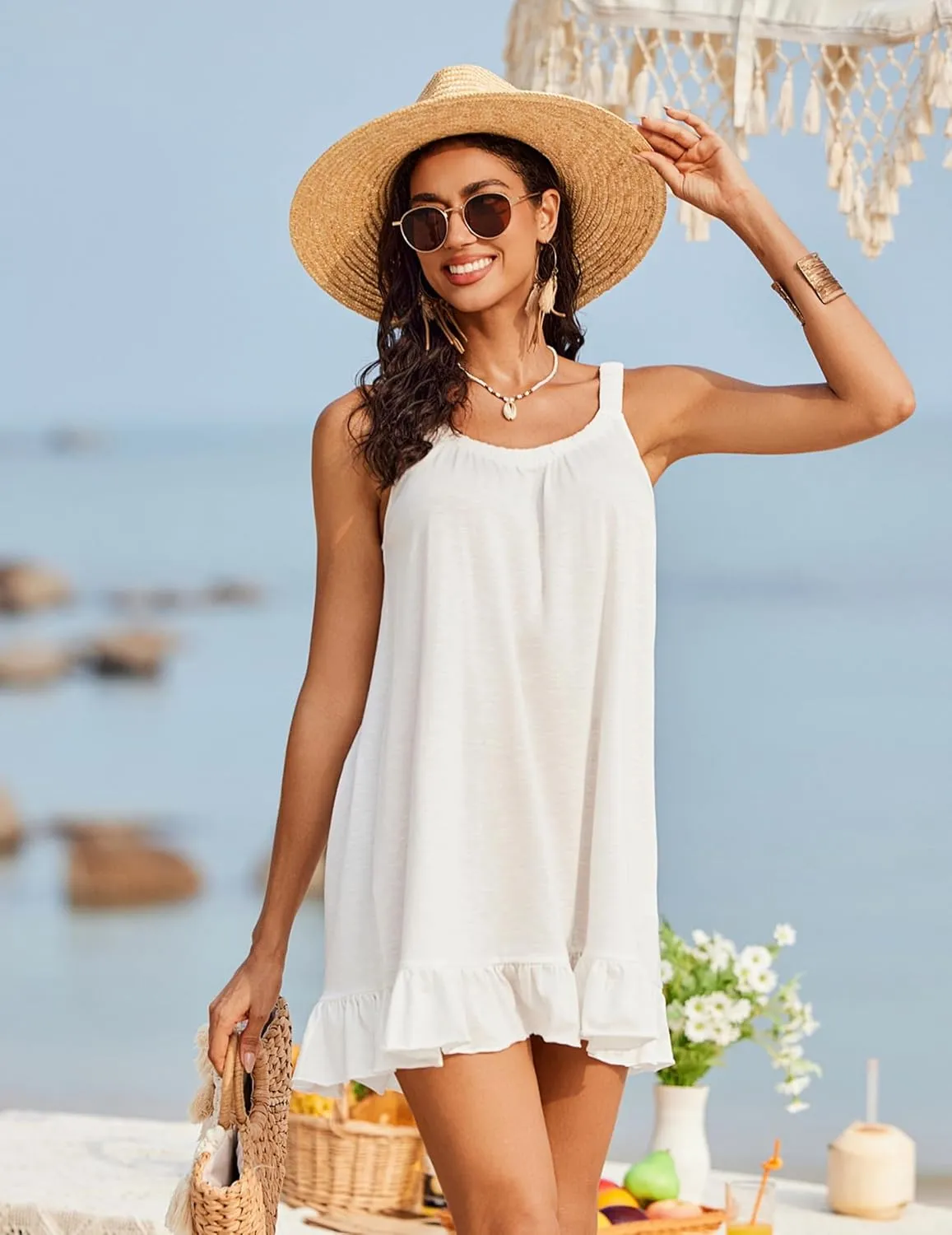 AI'MAGE Swimsuit Cover Ups for Women Tank Beach Dress Summer Sleeveless Bathing Suit Coverups S-XXL