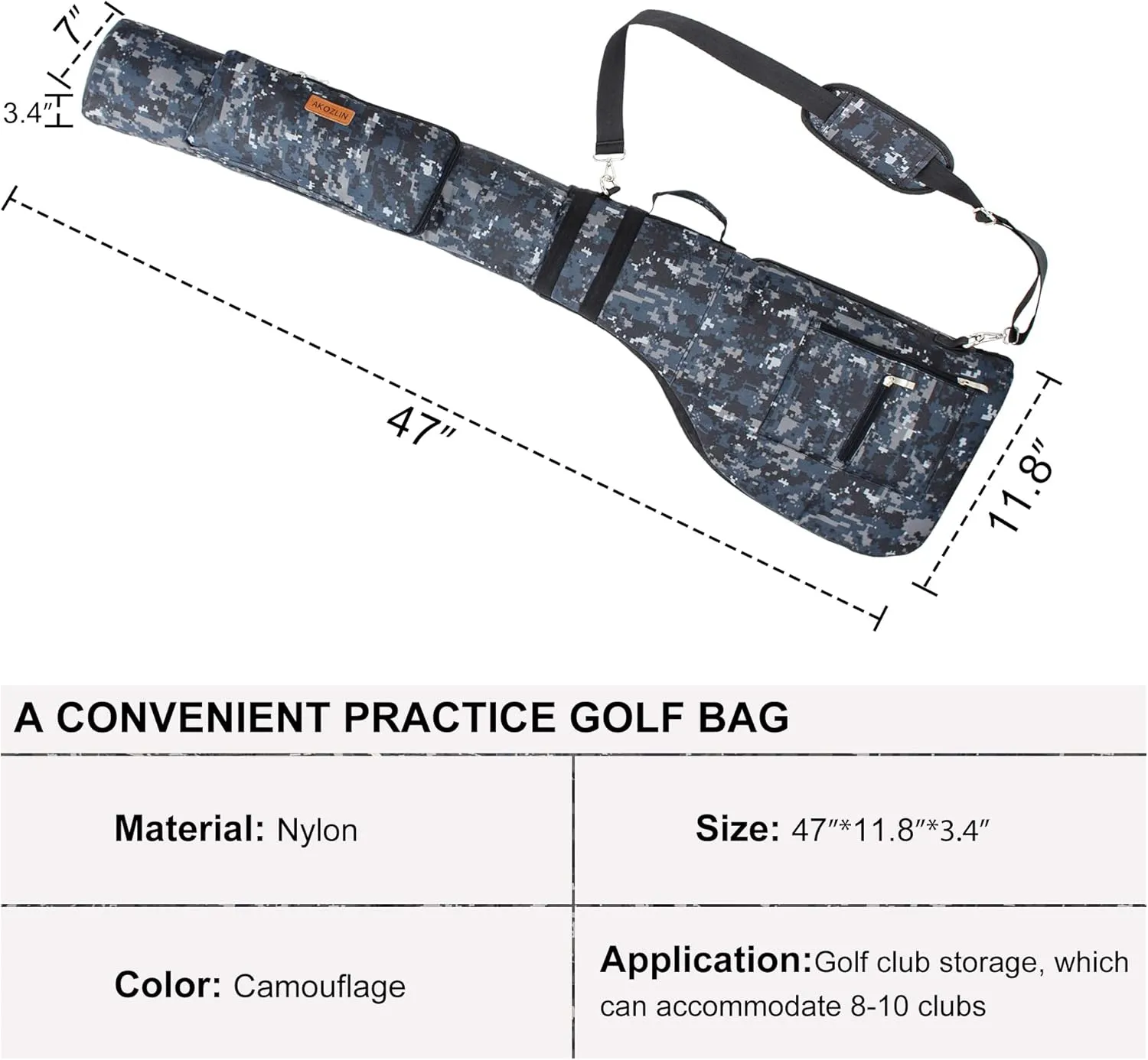 AKOZLIN Golf Carry Bag Golf Clubs Lightweight Foldable Travel Sunday Golf Case with Strap Waterproof Sunday Bag