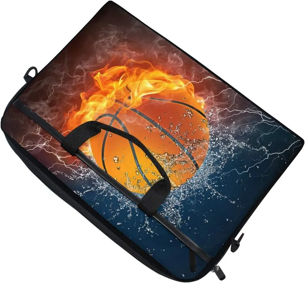 ALAZA Burning Basketball with Fire Sports Laptop Case Bag Sleeve Portable/Crossbody Messenger Briefcase Convertible w/Strap Pocket 15-15.4 inch, Back to School Gifts