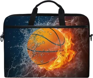 ALAZA Burning Basketball with Fire Sports Laptop Case Bag Sleeve Portable/Crossbody Messenger Briefcase Convertible w/Strap Pocket 15-15.4 inch, Back to School Gifts