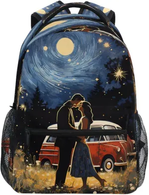ALAZA Galaxy Nebula Car Lovers Moon Backpack Daypack College School Travel Shoulder Bag
