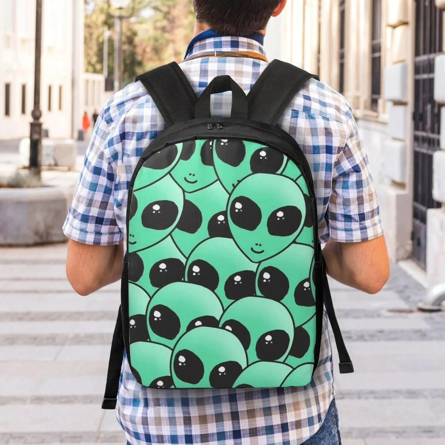 Alien Invasion Backpack, 17 Inch Travel Business Laptop Backpack For Women Men