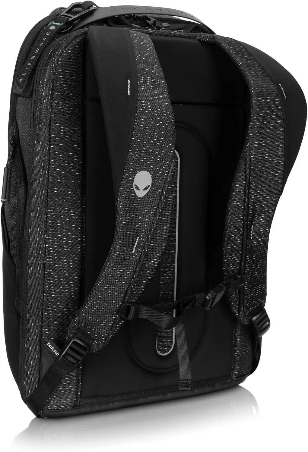 Alienware AW724P Horizon Travel Backpack - Fits upto 18-inch, 840D Fabric, EVA Foamed, Weather-resistant, Shockproof, Padded Shoulder Strap, Padded Back, RFID Blocking Pocket - Galaxy Weave Black